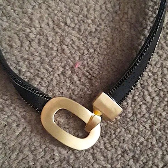 Gold Leather Punk Toggle Choker - Picture 7 of 7